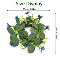 Artificial Eucalyptus Wreath with Greenery and Butterfly Accents for Door Decor