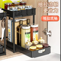 2-Tier Pull-Out Kitchen Countertop Organizer for Spices and Condiments