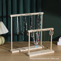 Solid Wood Necklace and Bracelet Display Stand for Jewelry Countertop and Live Selling