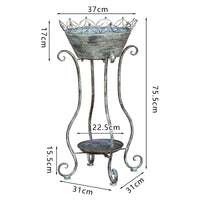 Vintage Wrought Iron Outdoor Plant Stand for Patio Garden Decor