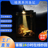 Dark Series Black Back Nano Aquarium with Warm Light Desktop Small Ultra-White Fish Tank Kit