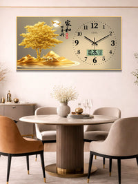 Modern Perpetual Calendar Wall Clock with Decorative Painting for Living Room Dining Room, Silent Quartz Movement