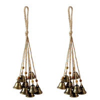 Woven Rattan Hoop Wind Chime with Bells for Garden Patio Home Decor