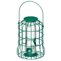 Hanging Metal Bird Feeder with Squirrel-Proof Cage for Outdoor Use