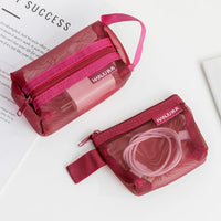 Transparent Nylon Mesh Travel Pouch for Small Items, Cosmetics, and Accessories