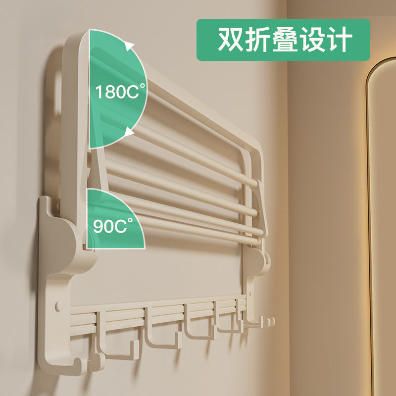 Cream Style Punch-Free Towel Rack Toilet Paper Holder Bathroom Wall Mounted Hanger Set