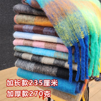 Unisex Plaid/Solid Cashmere Feel Scarf Thick Warm Shawl for Autumn/Winter