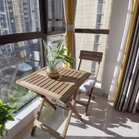 Outdoor Folding Solid Wood Bistro Set with Square Table and Chairs