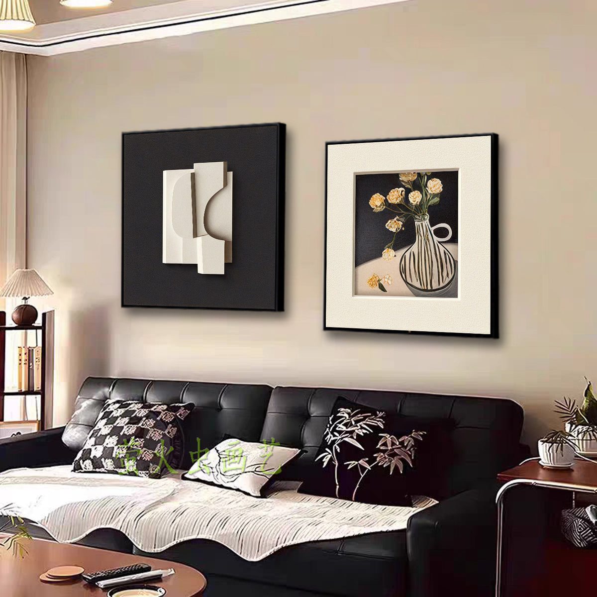 Vintage Floral Wall Art for Living Room Bedroom Dining Room, Mid-Century Style Sofa Background Decor