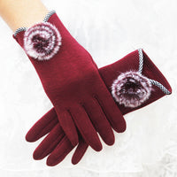 Women's Winter Cycling Gloves with Bowknot, Fleece Lined, Touchscreen Compatible