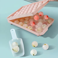 33-Grid Spherical Ice Cube Mold with Storage Box and Scoop, Food-Grade Round Ice Ball Maker for Home Use