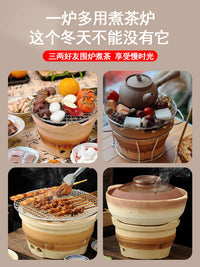 Clay Tea Stove & BBQ Grill for Indoor/Outdoor Use, Japanese Style Charcoal Heater