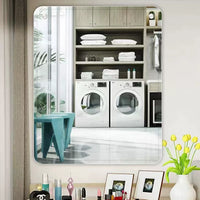 Wall-Mounted Bathroom Mirror with Drilled Corners for Vanity and Restroom