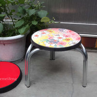 Thickened Metal Round Stool for Adults, Non-slip Bathroom Shower Stool, Fashionable Steel Bar Shoe Changing Stool