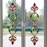 Stained Glass Style Window Film Retro Floral Pattern Self-Adhesive Privacy Decal for Home Decor