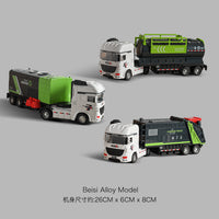 Large Inertia Sanitation Truck Toy Set for Boys - Realistic Model Garbage, Sweeper, Sprinkler Vehicles