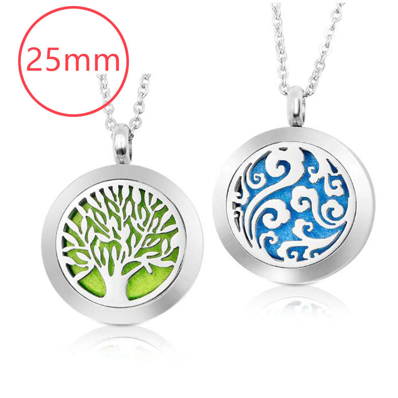 25mm Stainless Steel Aromatherapy Diffuser Locket Necklace for Essential Oils