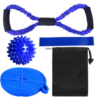 Resistance Band Set with Fabric Loop Bands, Figure-8 Exerciser, and Massage Ball for Yoga & Fitness