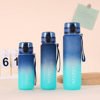 Gradient Frosted Water Bottle with Straw, Large Capacity Portable Sports Water Jug for Summer