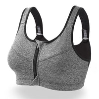 Women's Zip-Front Wireless Sports Bra for Yoga Running Sleep with Back Support
