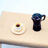 Dollhouse Miniature Coffee Cup and Wooden Tray Set for Living Room Scene