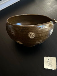 Handmade Ceramic Japanese Matcha Bowl with Underglaze Dots - High-Temperature Fired