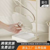 No-Drill Wooden Handle Pot Lid Holder Kitchen Storage Rack Multi-functional Home Organizer Cutting Board Rack Multi-layer Chopping Board Stand