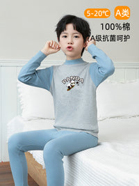 Kids' Pure Cotton Thermal Underwear Set for Boys, Thin Long Johns and Pajamas