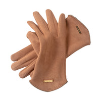 Women's Winter Warm Suede-like Double-Layer Plush Convertible Touchscreen Gloves with Metal Tag for Outdoor Cycling