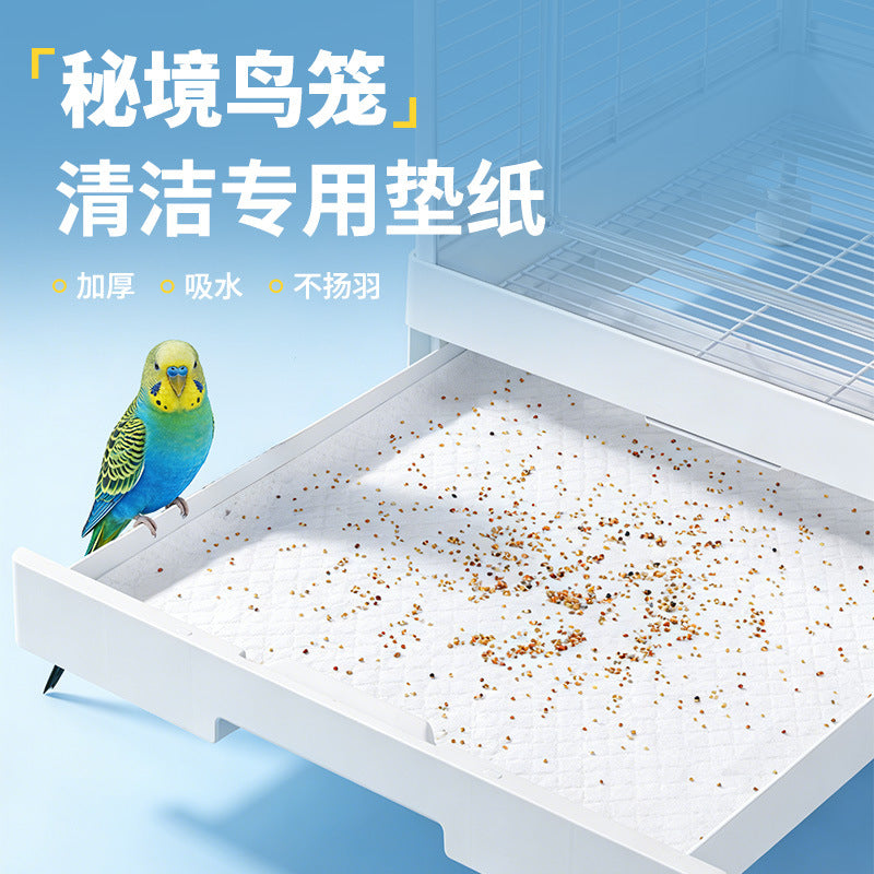Disposable Absorbent Bird Cage Liners for Parrot Droppings and Food Waste, 50/100 Count
