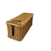Woven Rattan Style Cable Management Box with Lid for Desktop and Bedroom