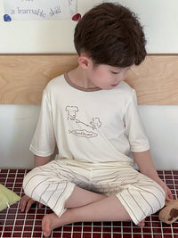 Boys' Modal Ice Silk Pajama Set Short Sleeve for Summer