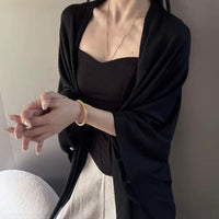 Korean Style Knit Shawl Cardigan for Women, Thin Summer Air-Conditioned Room Outerwear Sun Protection Cape