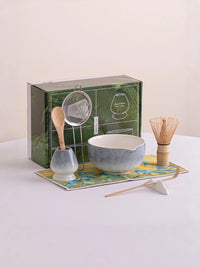 Japanese Ceramic Matcha Tea Ceremony Set with Bamboo Whisk and Bowl
