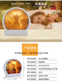 3D Paper Carving Night Light Shadow Box Lamp - Creative Ancient Style Gift for Festivals