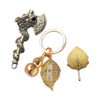Dragon Axe Gourd Keychain with Fan and Maple Leaf Charms, Zodiac Animal Gift