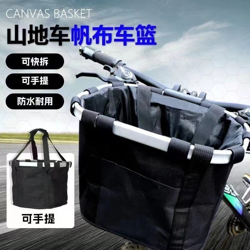 Foldable Waterproof Canvas Bicycle Front Basket Bag for Mountain Bikes