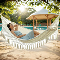Amazon Cross-border Tassel Hammock Indoor Outdoor Canvas Hammock Camping Yard Swing Enlarged Widened Hanging Chair