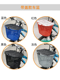 Bicycle Front Basket with Lid for Mountain Bikes and Scooters, Large Capacity Storage Basket