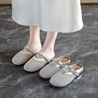 Women's French Style Mesh Mules Summer Outdoor Sandals with Soft Sole