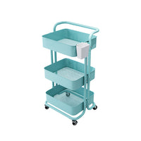 3-Tier Metal Rolling Utility Cart with Handle for Storage and Organization
