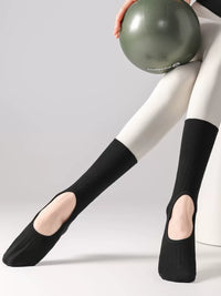Unisex Solid Color High-Top Non-Slip Yoga Pilates Barre Socks with Silicone Grips