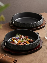 Cast Iron Sukiyaki Pot with Double Handles - Uncoated Japanese-Style Skillet for Commercial and Home Use