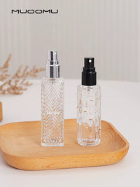 Portable Fine Mist Perfume Atomizer Bottle with Wooden Cap - Refillable Glass Spray Bottle for Travel