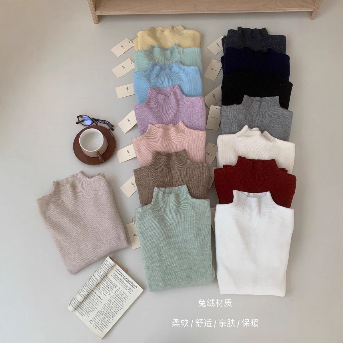 Women's Rabbit Down Blend High-Neck Slim Fit Knit Base Layer Sweater