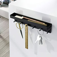 Wall Mounted Key Holder with Mail Organizer and 6 Hooks, Metal Key Rack with Tray for Office and Home