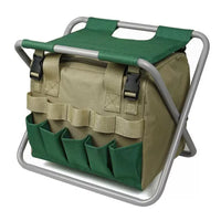Foldable Outdoor Storage Stool with Detachable Canvas Bag for Fishing & Gardening Tools