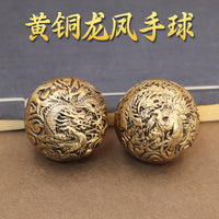 Brass Dragon Phoenix Hand Play Balls Health Massage Baoding Balls
