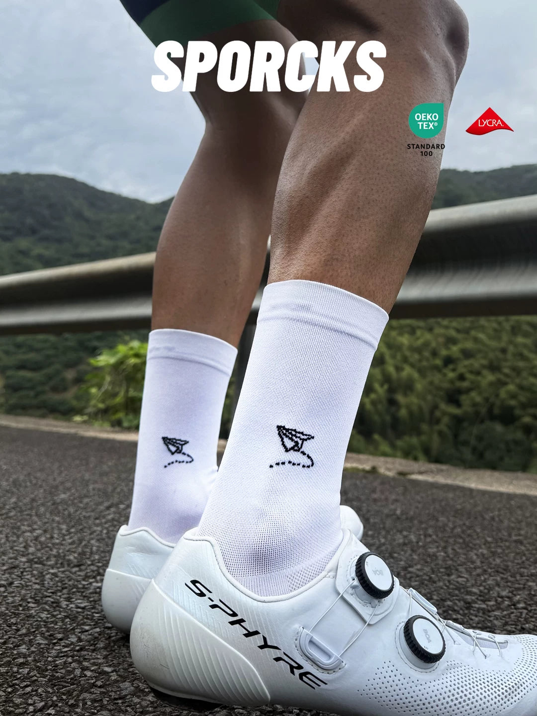 Sporcks Cycling Socks High Elastic Breathable Quick-Dry Mid-Calf for Men and Women