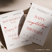 Minimalist Happy Birthday Card, Custom Hand-Drawn Floral Cake Dessert Greeting Card, Ins Style